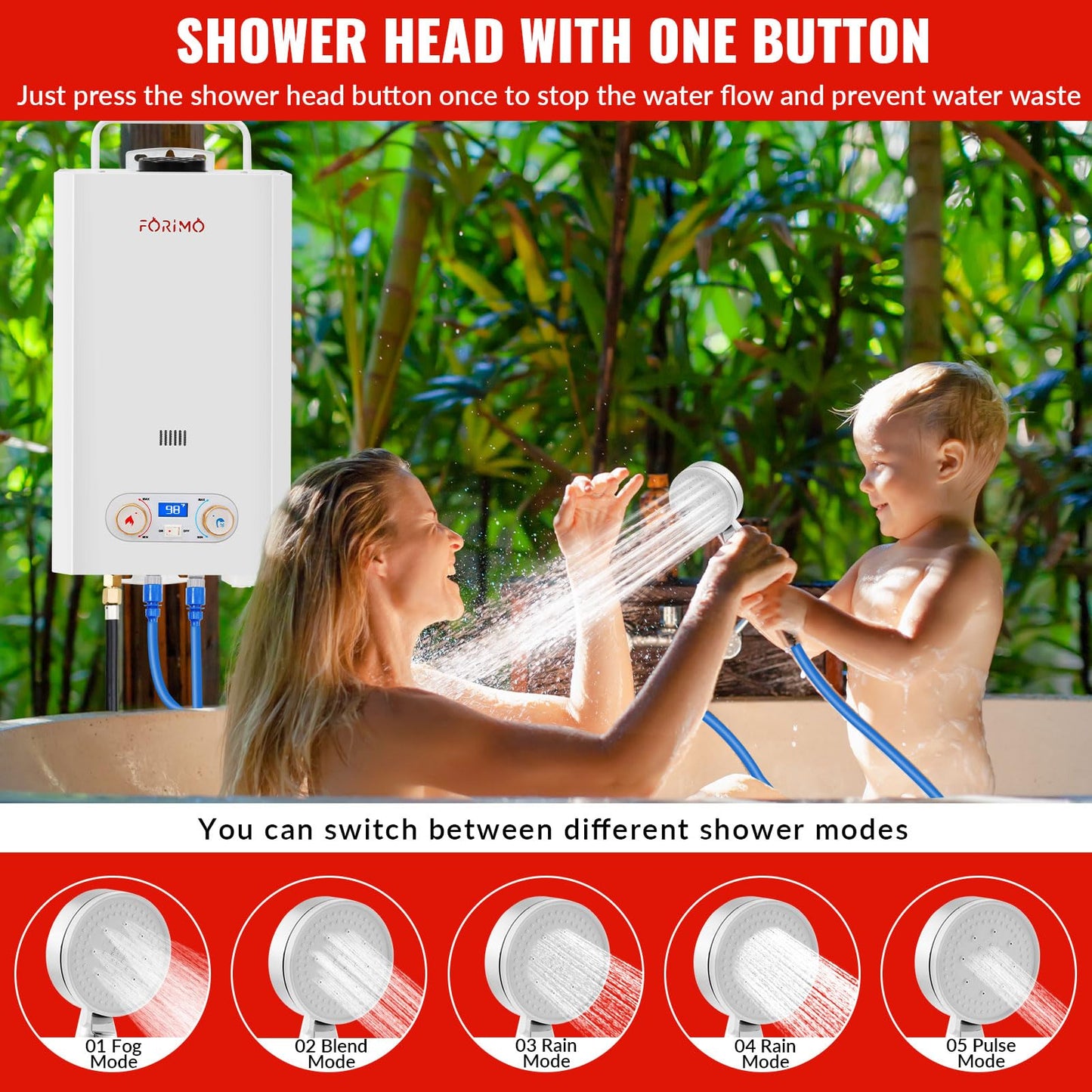 Tankless Water Heater Propane,3.18GPM 12L Outdoor Portable water heater,with 2 GPM Water Pump, with Digital Display Multi-Protection for Camping Trips