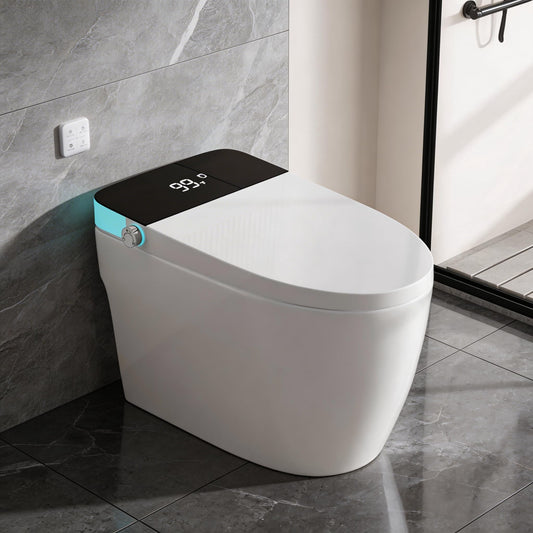 Smart Toilet with Auto Flush and Heated Seat, Electric Tankless Toilets with Dual Flush Remote - Pre-Wetting, One Piece Toilet for Bathrooms Soft-Close Seat & Lid, Night Light, LED Display