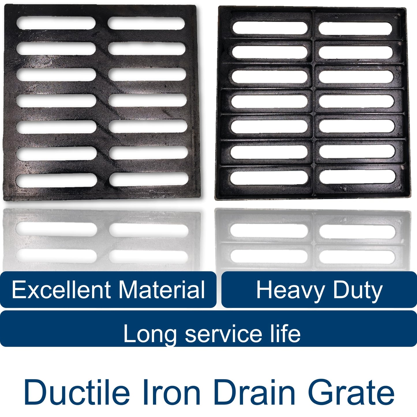 TIANYAMAI Cast Iron Drain Grate 16x16 in for Vodaland Catch Basin, B-Class 28100 lbs Heavy-Duty Driveway Channel Cover, Outdoor Trench Drainage Grate, Square Metal Sewer Cover 4pcs (True 15.4x15.4)