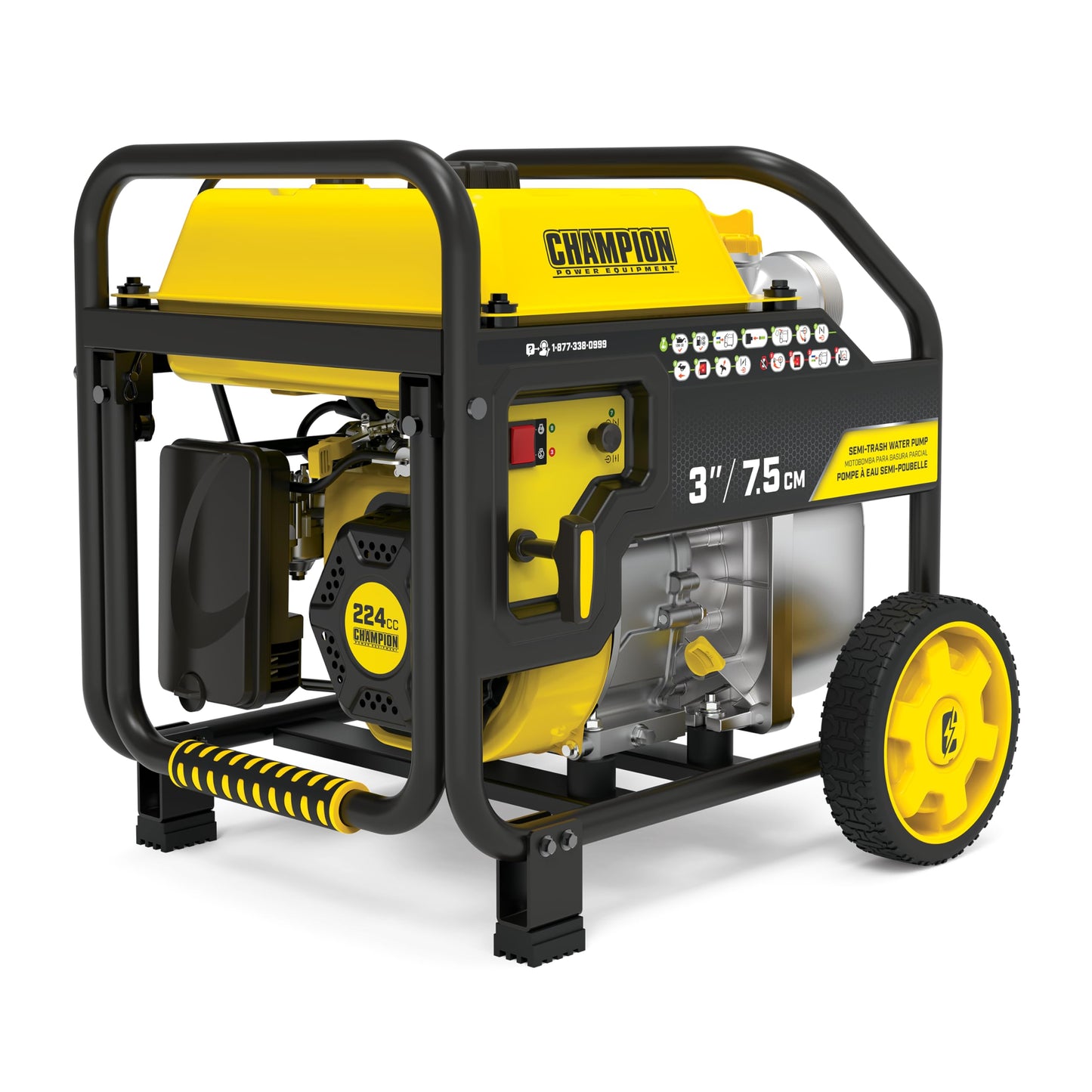 Champion Power Equipment 3-Inch Gas-Powered Semi-Trash Water Transfer Pump with Hose and Wheel Kit
