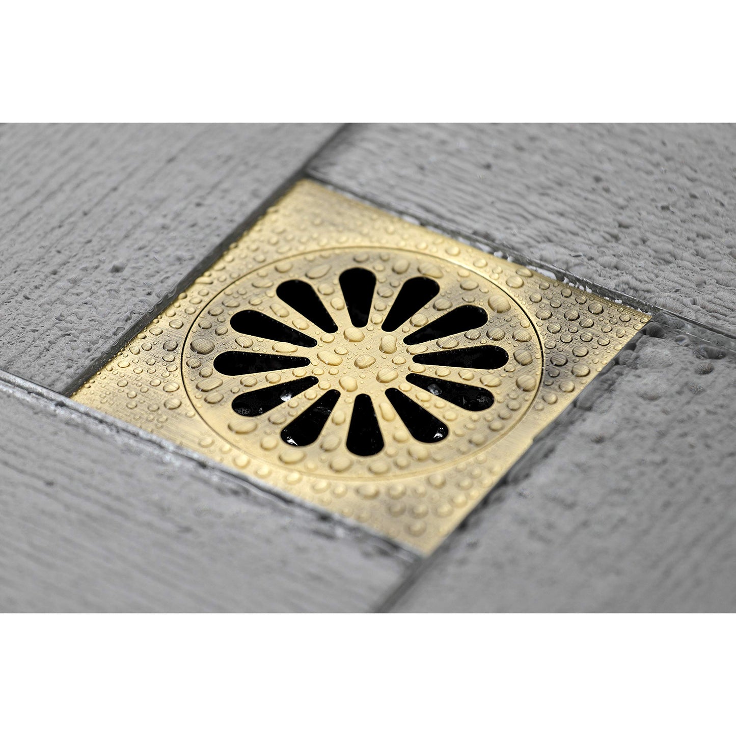 Kingston Brass BSF4161AB Watercourse Shower Drain, Antique Brass,3.94 x 3.94 x 1.63