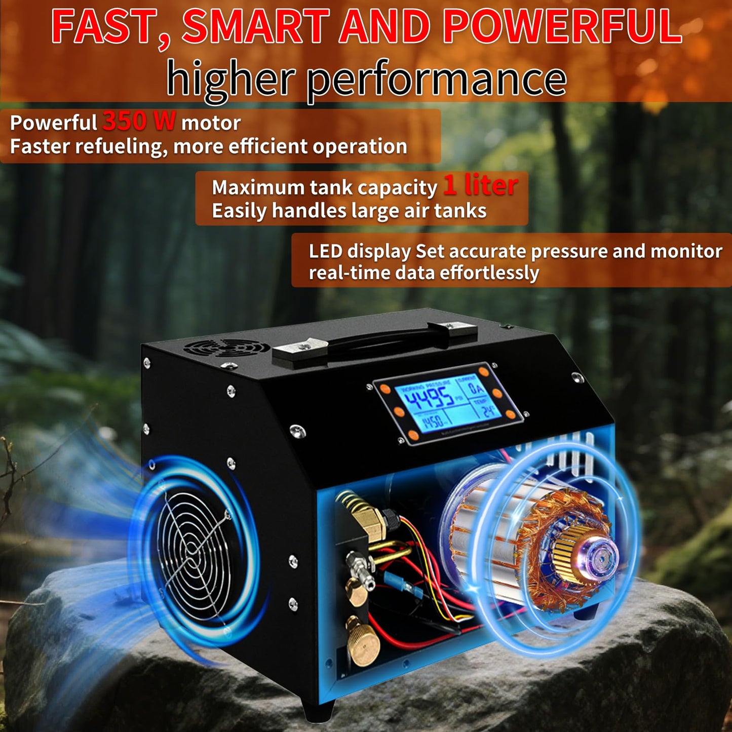 TUXING PCP Air Compressor 4500Psi, Auto-Stop High Pressure Compressor, Equipped with Water Cooling System, Scuba Diving Tank Pcp Air Rifles Charging 110V (‎TXET063)