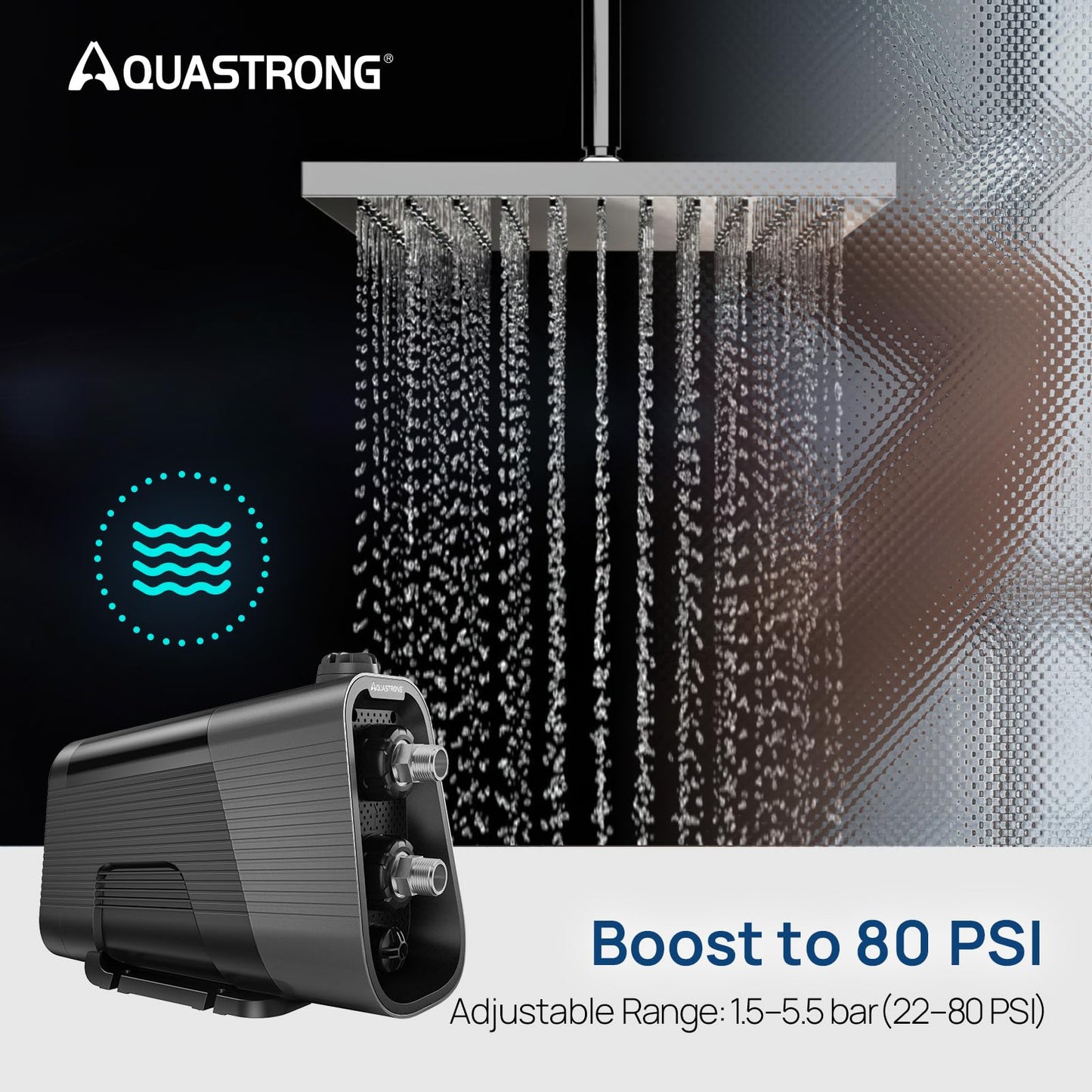 Aquastrong Whole House Water Pressure Booster Pump 80 PSI, 115V Automatic Variable Speed, Constant Pressure, Integrated Design, Self-Priming, for Home, Apartment, Shower, Garden, Shallow Well,Smart 45