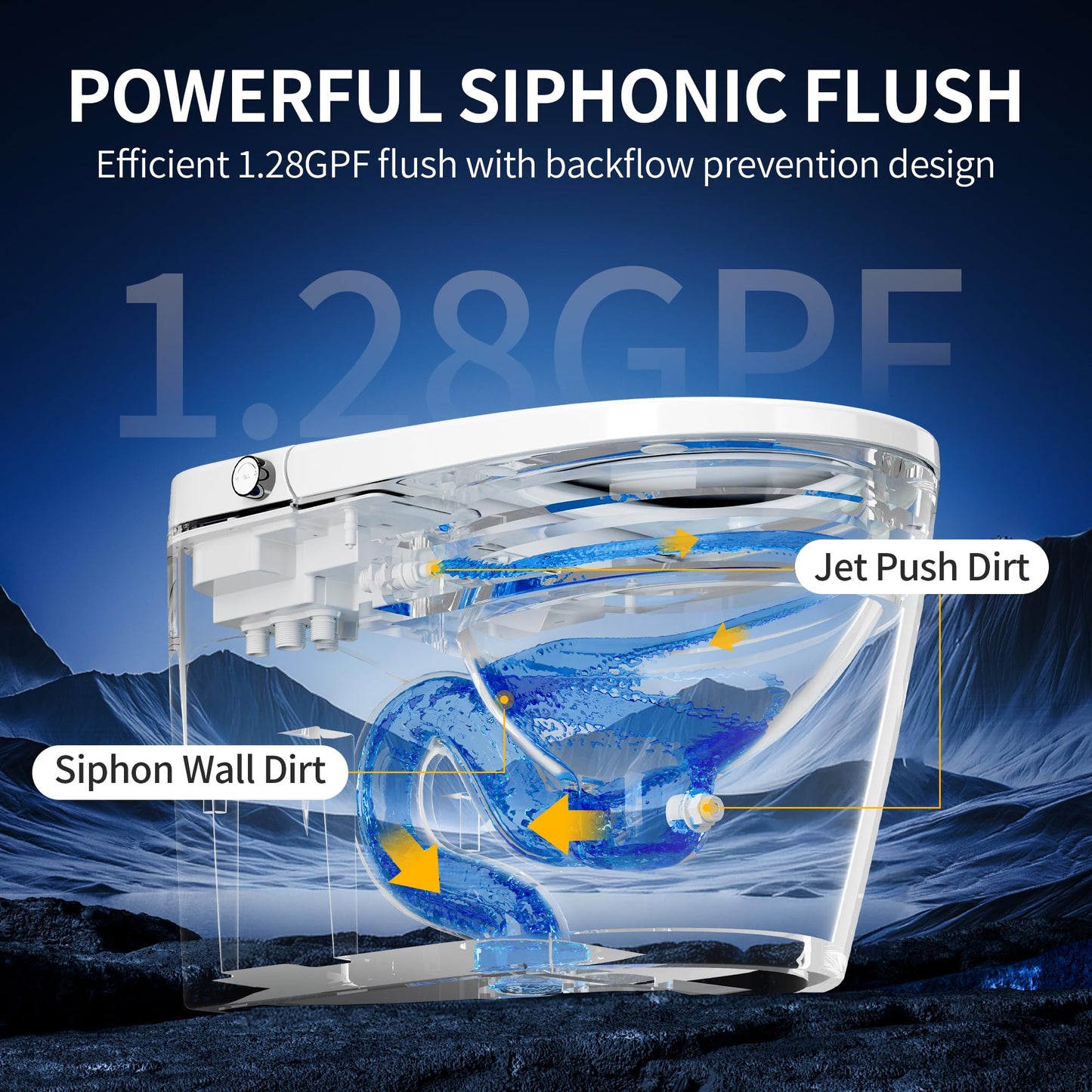 DeerValley Luxury Smart Toilet with Bidet Built in Bubble Wash, Auto Open/Close Lid Water Filter Instant Heated Seat Dryer, Soft-Close Modern Japanese One-Piece Toilet with Night Light for Bathrooms