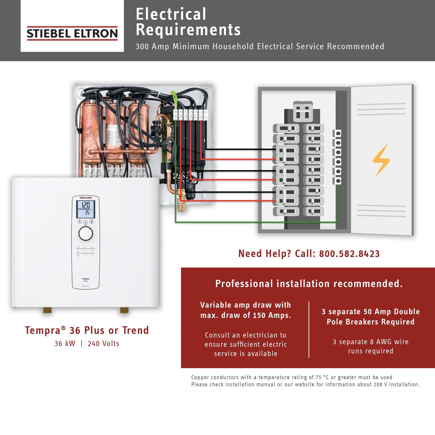Stiebel Eltron Tankless Water Heater – Tempra 36 Plus – Electric, 36kW, On Demand Hot Water, Eco, White, Made in Germany