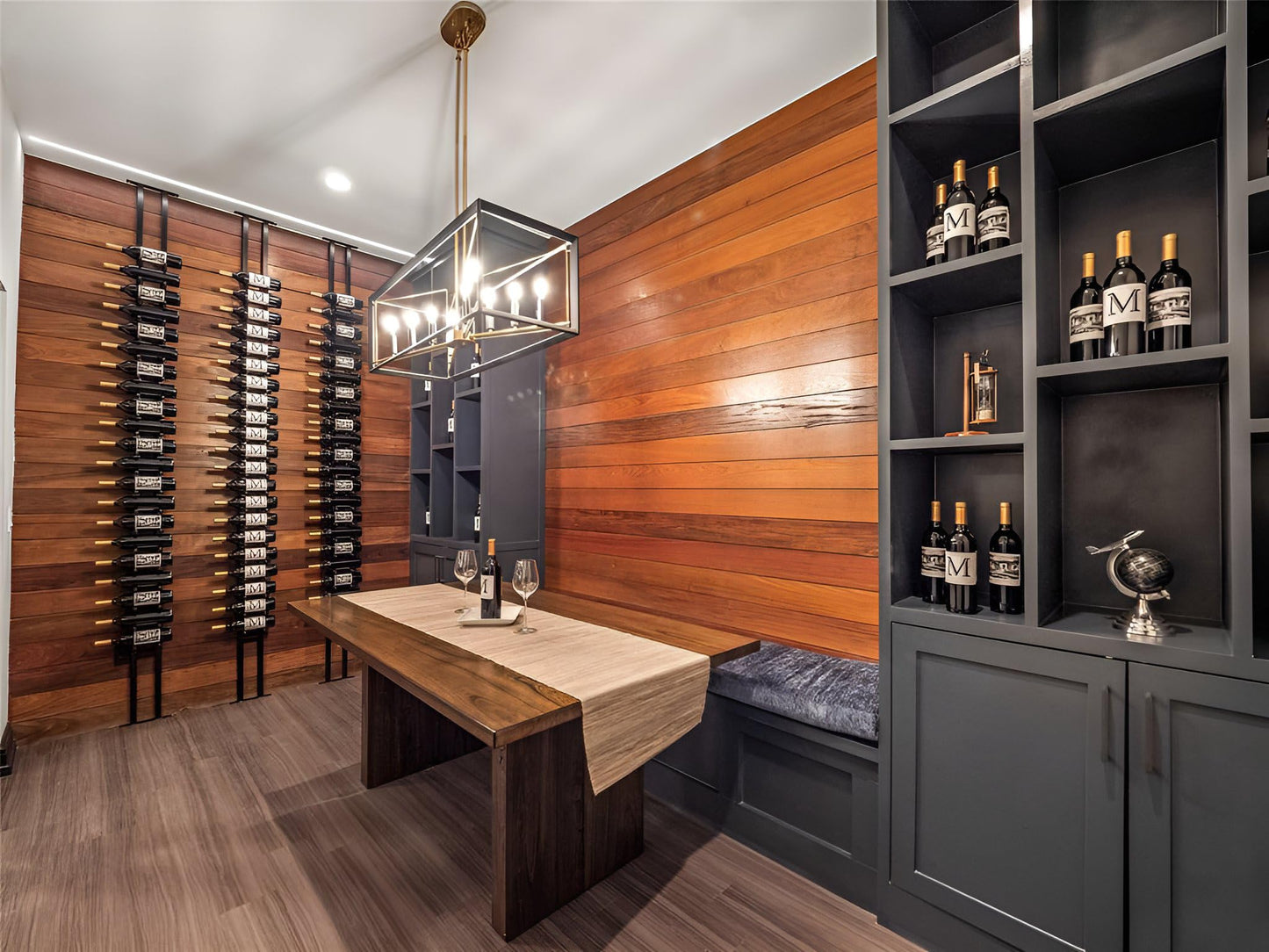 Ultra Wine Racks Floor-to-Ceiling Mount Display (2 Side, Single Deep, Black, Holds 42 Wine Bottles) - Modern Metal Wine Storage for Wine Cellars, Home Bars, Kitchens, and Dining Rooms