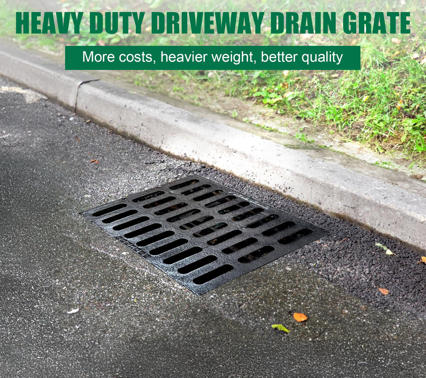 Natotela Driveway Ductile Iron Drain Grate-24x24 in. Square Cast Iron Drainage Grate,Outdoor Heavy Duty Metal Catch Basin Grate for Garage,Parking Lot,Concrete Floor(23.6x23.6x1.2in)