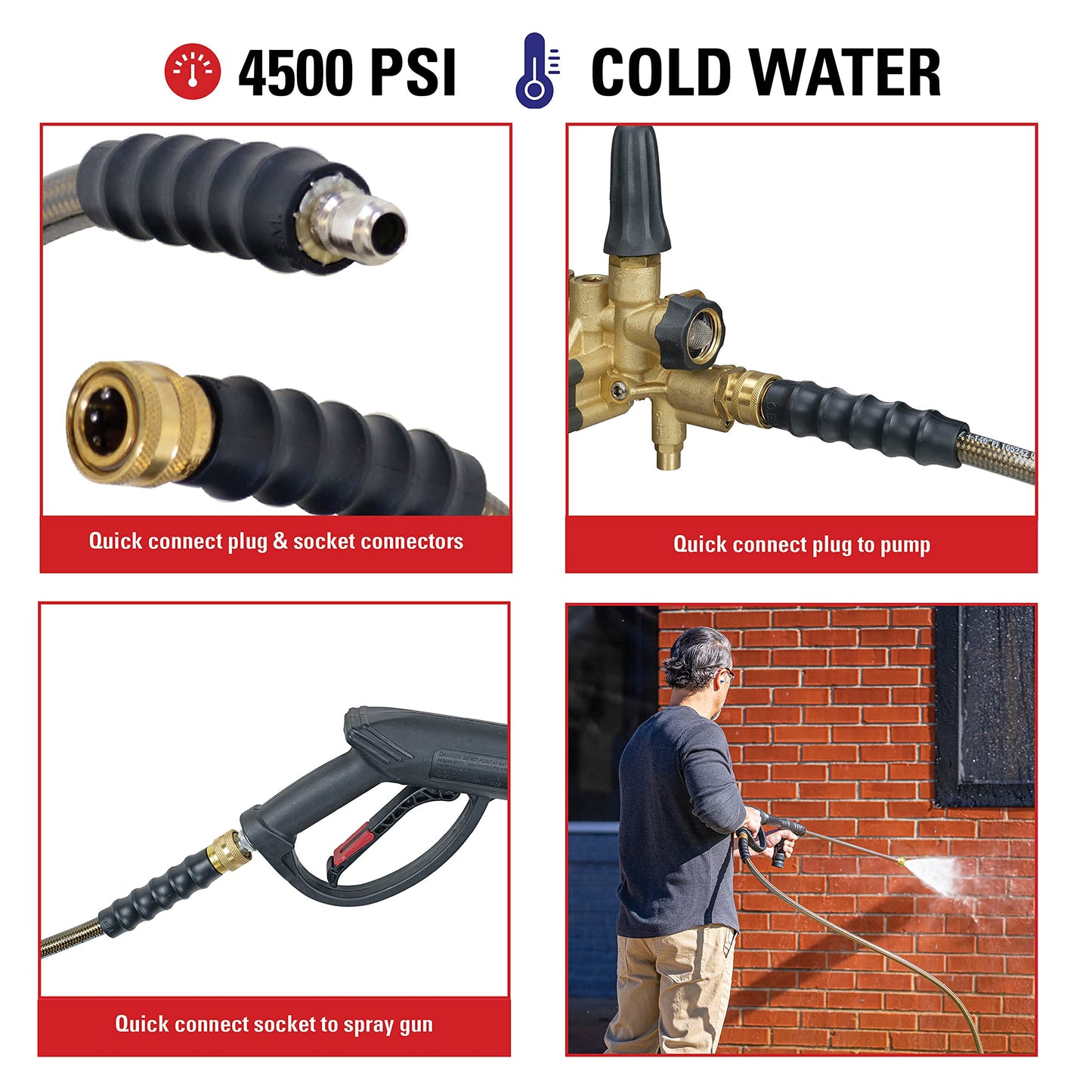 Simpson Cleaning 41030 Monster Series 4500 PSI Pressure Washer Hose, Cold Water Use, 3/8 Inch by 100 Feet, 100-Foot, Brown