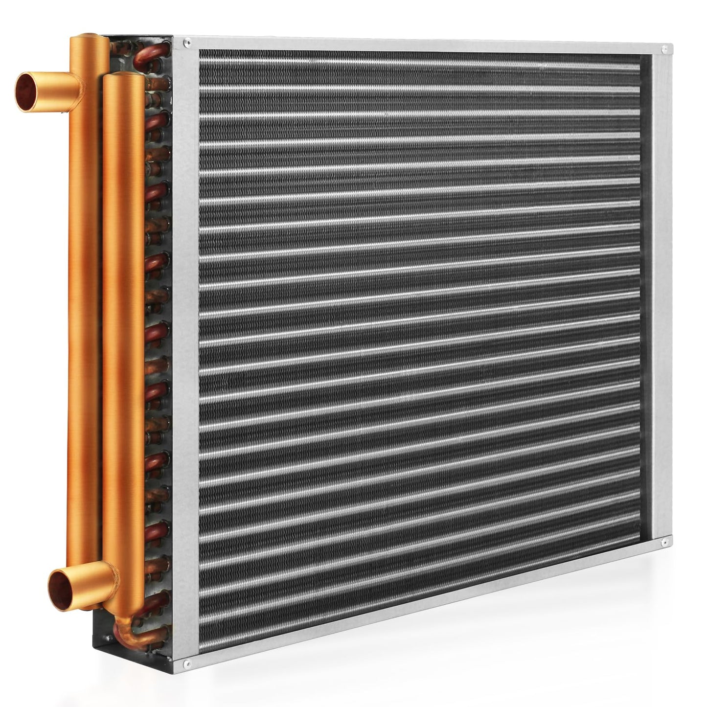 AB Water to Air Heat Exchanger 24x24 with Copper Ports 1" for Outdoor Wood Furnaces, Residential Heating and Cooling, and Forced Air Heating