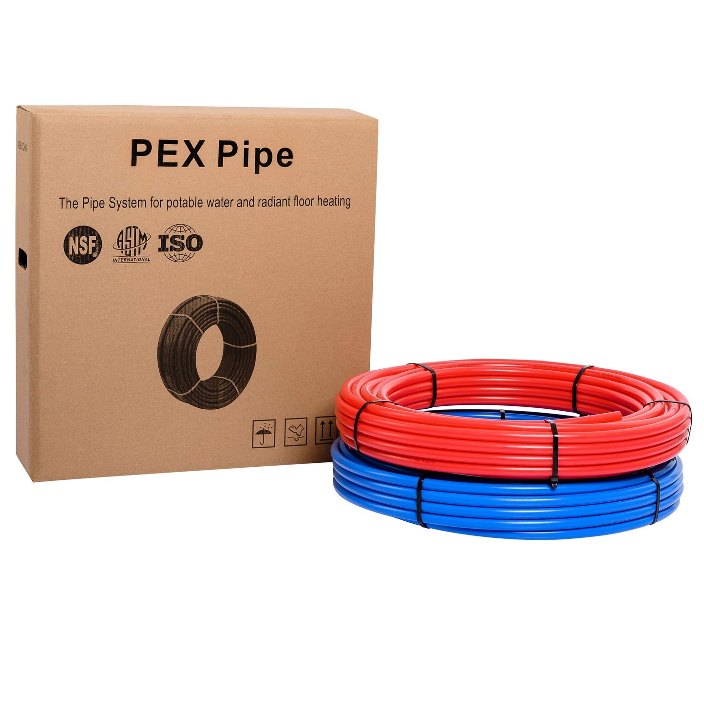 EFIELD 1/2 Inch 2 x100 ft Pex-b Pipe/Tubing(200 Ft), For Potable Water, Cold Hot Water, Brass Fitting, Crimping Clamp Tool, Cinch Clamps, Cutter Combo Kit (All in One),(E99KIT)
