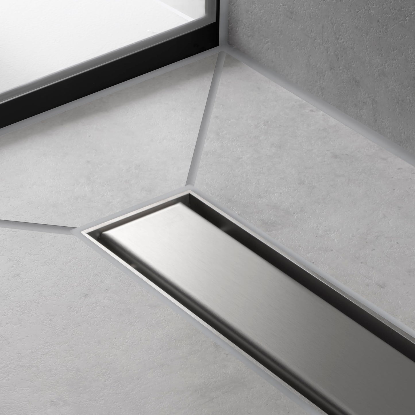 hansgrohe RainDrain Match Linear Tileable Shower Drain for 27 5/8" Rough with Height Adjustable Frame in Brushed Stainless Steel, Stainless Steel Rectangle Shower Floor Drain