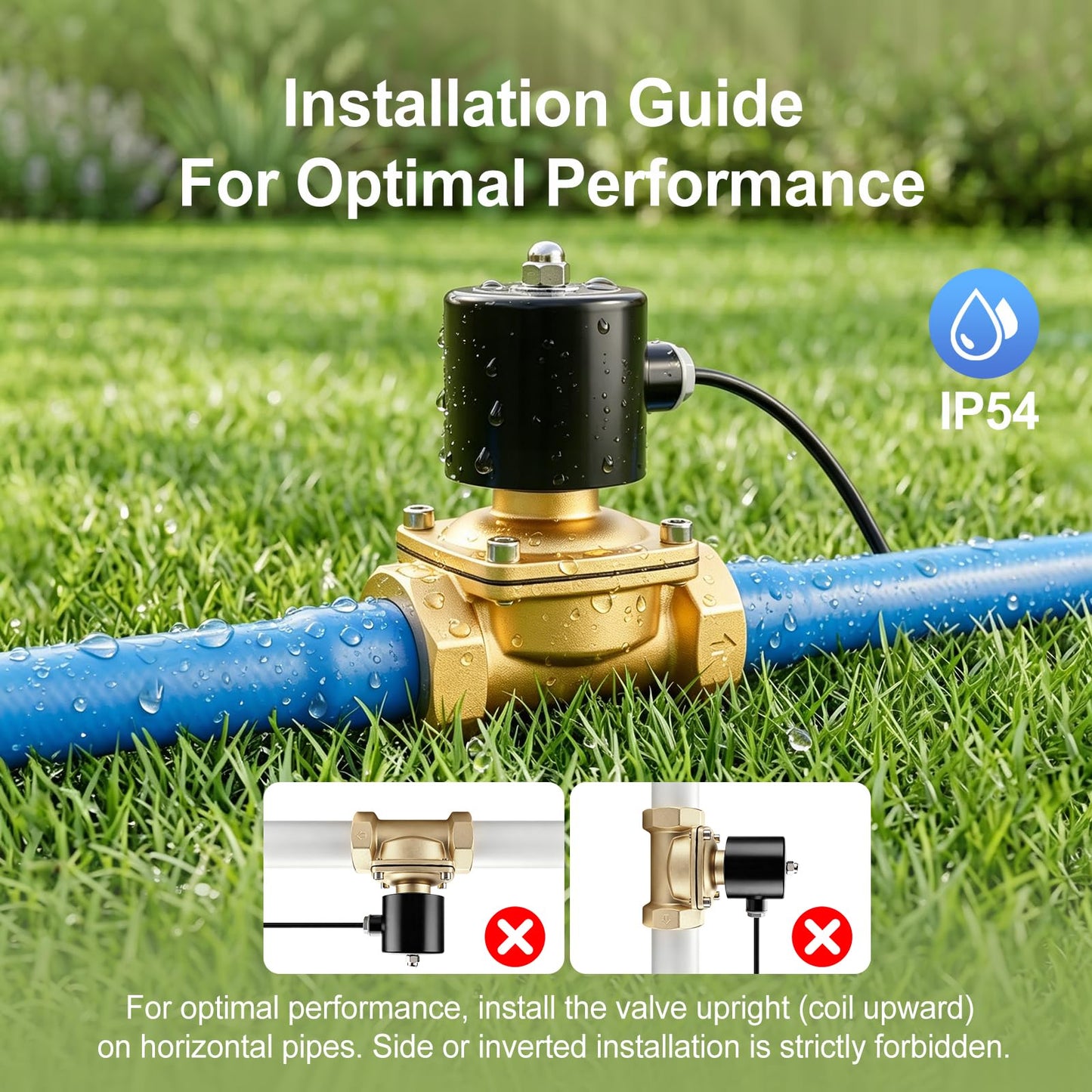 BAOMAIN 2 inch Brass Electric Solenoid Valve,DC 24V Normally Closed (NC),DN50 Direct Acting Pneumatic Valve for Water Air Gas,2W-500-50