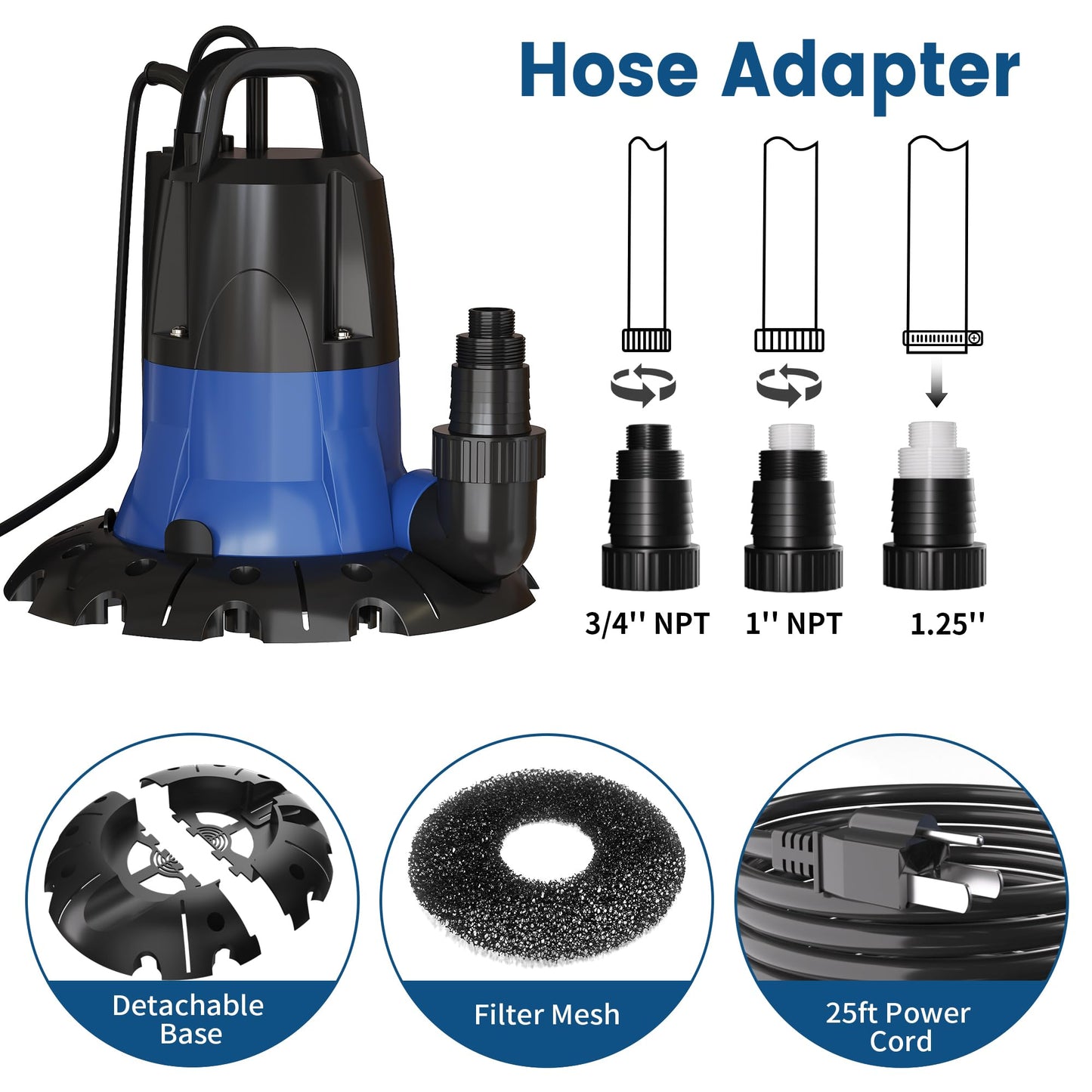 Cofiyard 1/2 HP Automatic Pool Cover Pump, 3148 GPH Submersible Water Pump for Pool Draining, Manual/Auto Pump with Adjustable Sensor for Above/In-Ground Pools, Hot Tubs, Basement Flooding, 25ft Cord