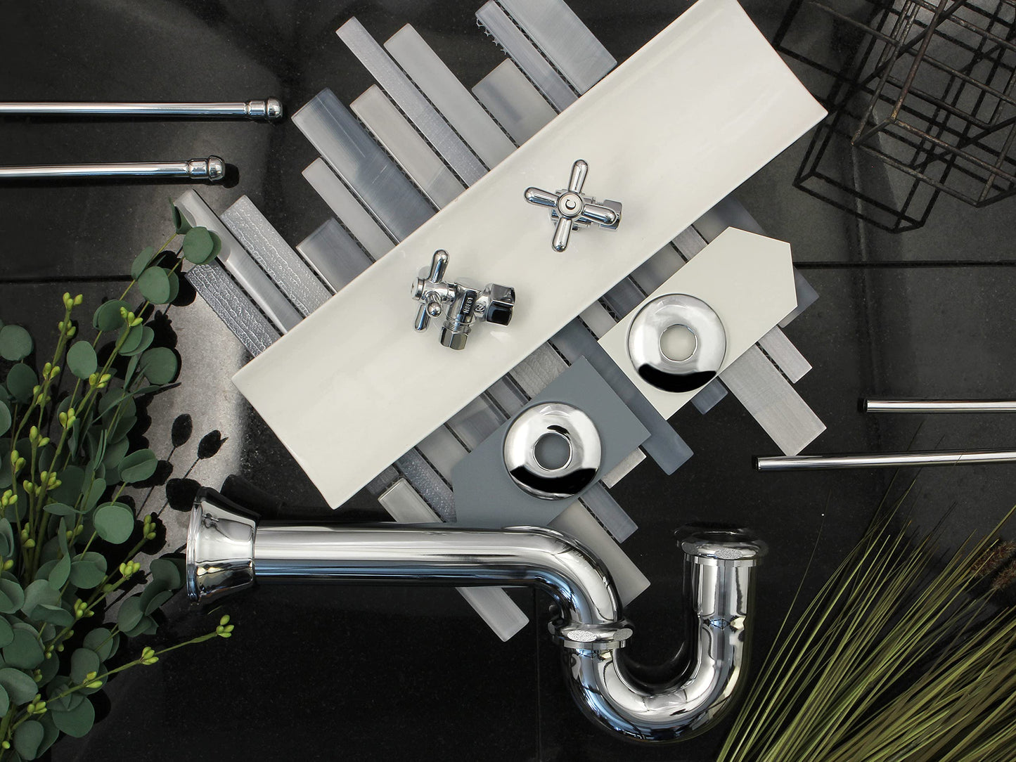 Kingston Brass KPK201 Gourmet Scape Plumbing Supply Kit with 1-1/2" P-Trap - 1/2" IPS Inlet x 3/8" Comp Oulet, Polished Chrome