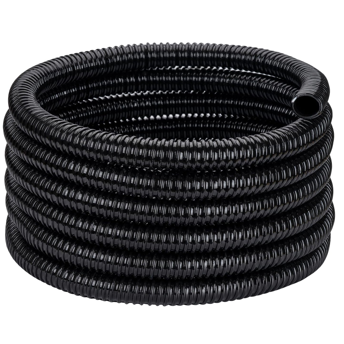 Pond Tubing ID 2” × 50ft Black Corrugated Flexible Reinforced Waterfall Pond Tube Sump Pump Hose, Non-toxic & Kinkproof (50 ft, 2" ID)