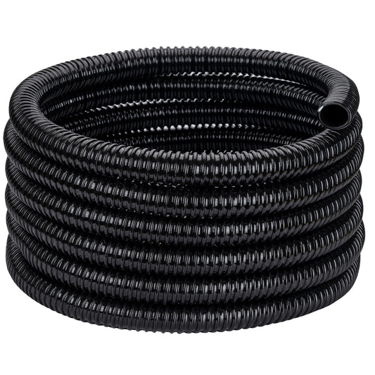 Pond Tubing ID 2” × 50ft Black Corrugated Flexible Reinforced Waterfall Pond Tube Sump Pump Hose, Non-toxic & Kinkproof (50 ft, 2" ID)
