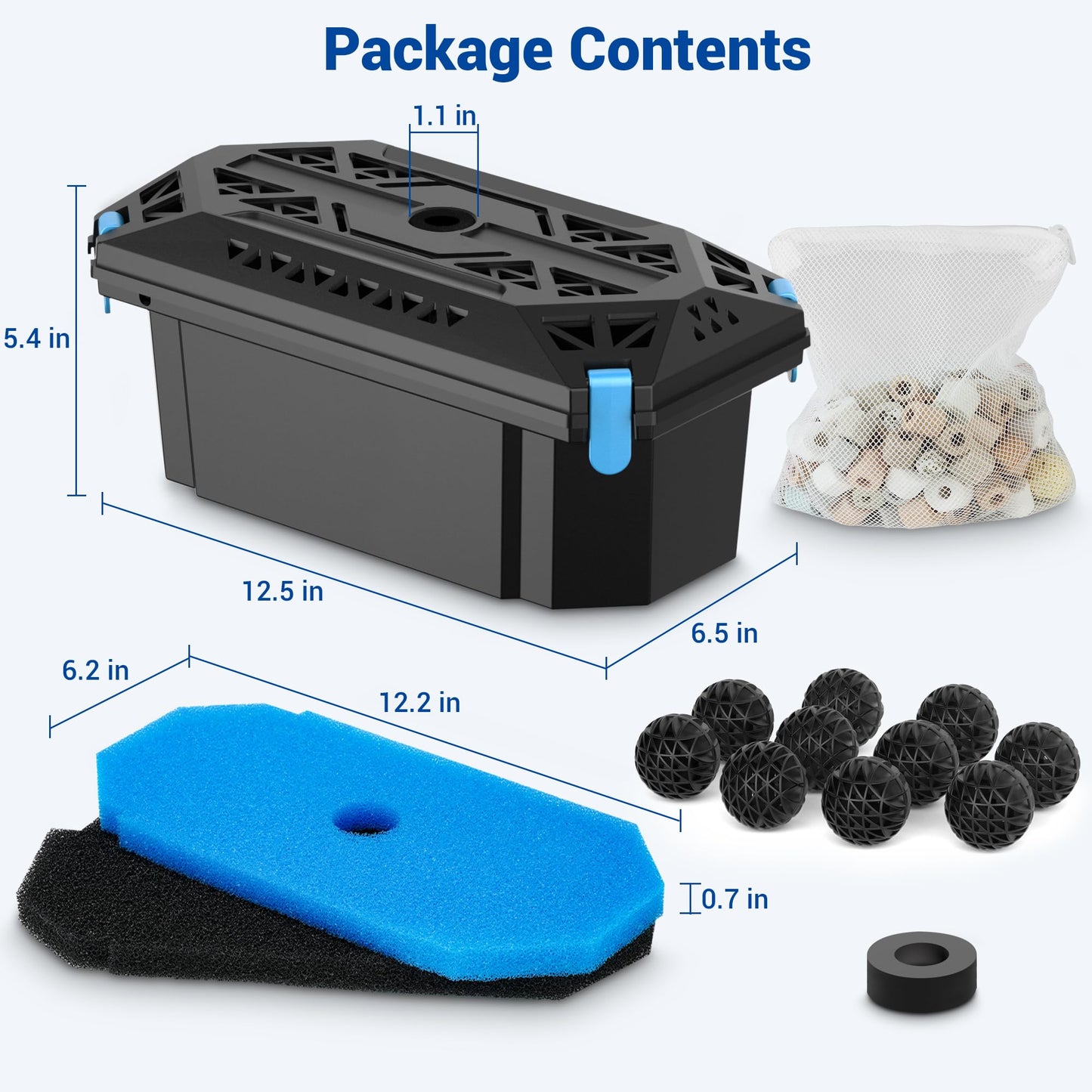 NFESOLAR Pond Waterfall Spillway Kit for Outdoor Pond up to 2000 Gallons, Includes 12.2" W Stainless Steel Pond Waterfall Box, 660GPH Ultra-Quiet Water Pump, Pond Filter Box