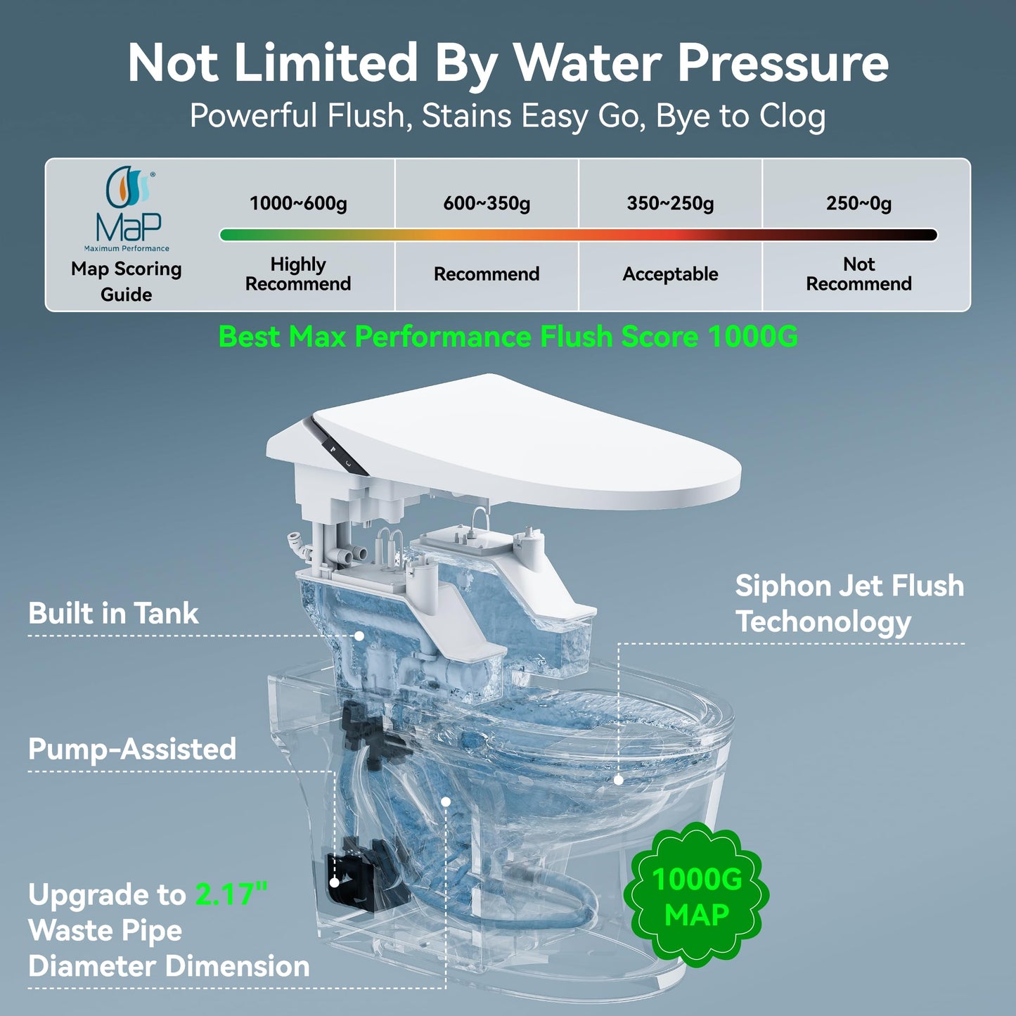 ihatit Artistic Smart Toilet,Smart Toilet with Bidet Built in,Foam Dispenser,Auto Open Close,Deodorization,1000Gram MaP Flush,ADA Height,Auto Flush,Heated Seat,Warm Water,Modern toilet