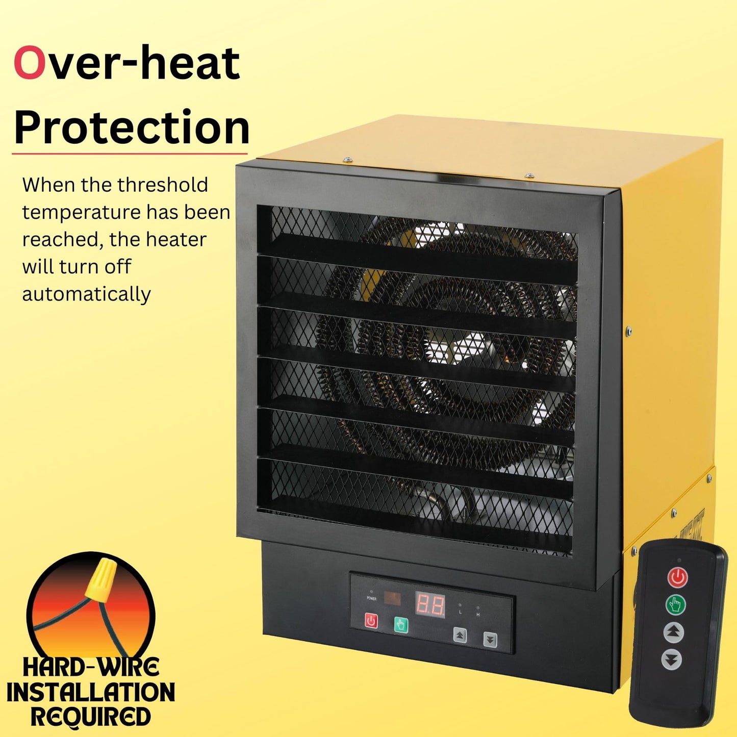 Dura Heat EWH5510 Electric Forced Air Heater with Remote Control 17,060 Btu, Yellow, Large