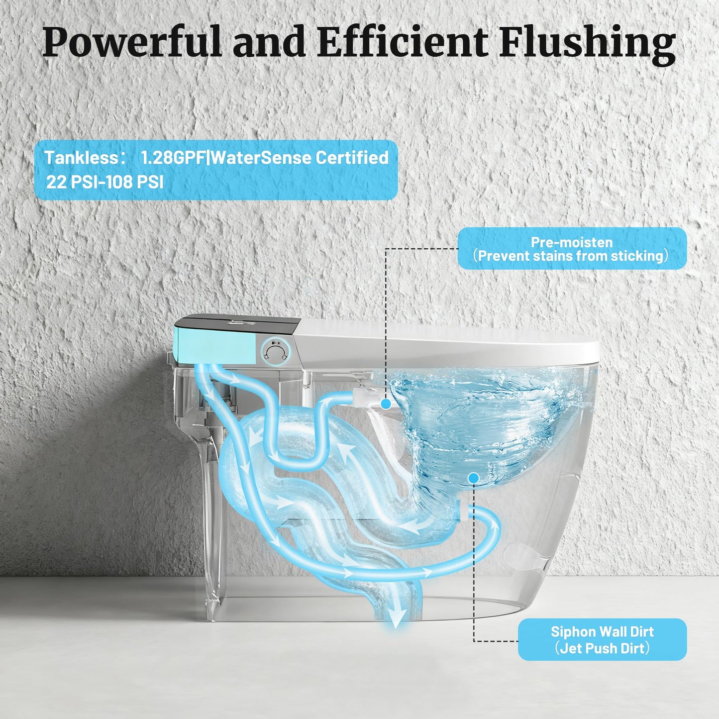 Smart Toilet with Auto Flush and Heated Seat, Electric Tankless Toilets with Dual Flush Remote - Pre-Wetting, One Piece Toilet for Bathrooms Soft-Close Seat & Lid, Night Light, LED Display