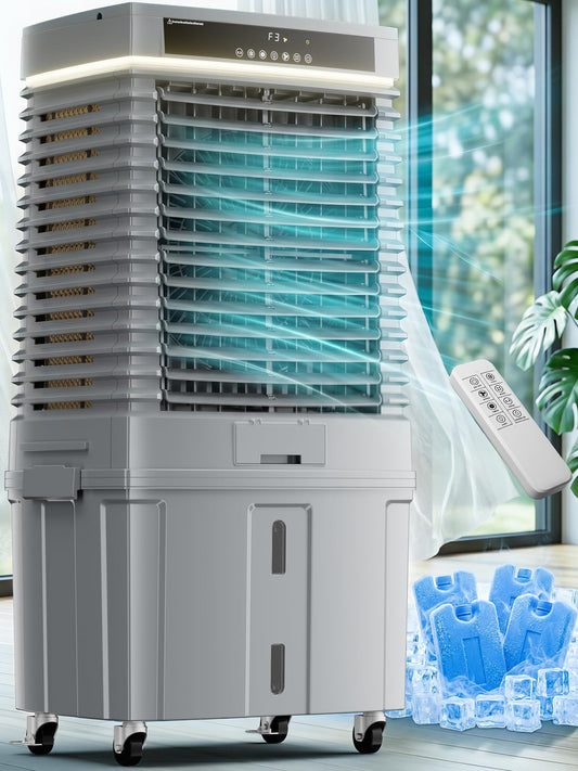 Uthfy 2000CFM Swamp Cooler for Large Room, 37”Evaporative Air Cooler with 8.5Gal Detachable Water Tank, 12H Timer, Ambient Light, 80°Oscillation, Outdoor Air Conditioner for Patio, Garage