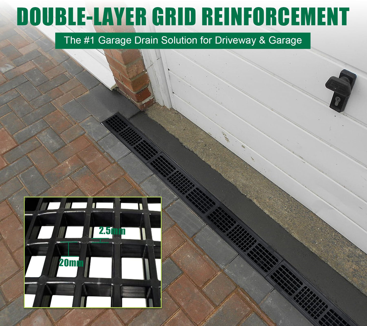 Natotela B Class Driveway Channel Drain with HDPE Grate-19.7Lx5.5Wx3.9H in. Shallow Profile Trench Drain System,12 Pack Total Length 236.22in,Heavy Duty Trench Drain for Garage,Parking Lot,Concrete