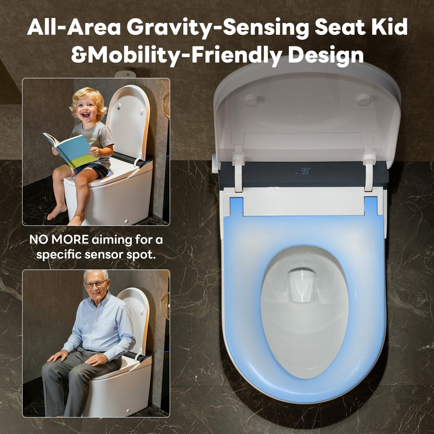 CANEST Smart Toilet with Bidet Built in, Foam Dispenser, 1000g MaP Flushing, Full-Area Seat Sensor, Auto Temperature Control Heated Seat, Auto Open/Close, Foot Sensor, Deodorization, Remote(FC-002SE)