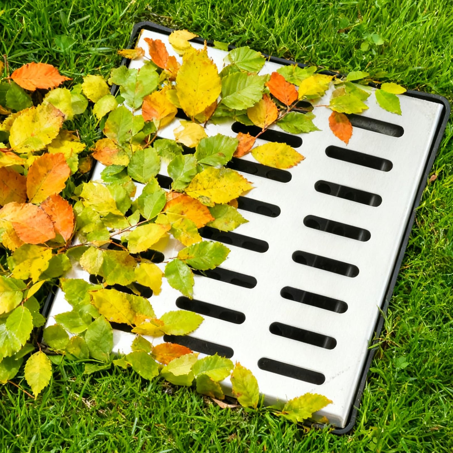 tonchean Catch Basin with Stainless Steel Grate, 18x18x15 in. Large Drainage Basin with Debris Basket, French Drain Without Reserved Hole for Yard, Downspout, Lawn, Municipal Pipeline