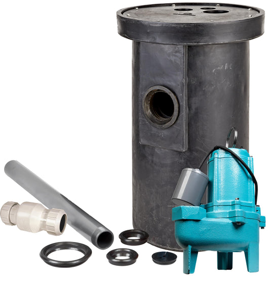Little Giant 9S-SMPXRT-K 4/10 HP, 115-Volt, 6000 GPH Pre-Packaged Simplex Sewage Basin/Pump System - Assembly Required, Black/Blue, 509074