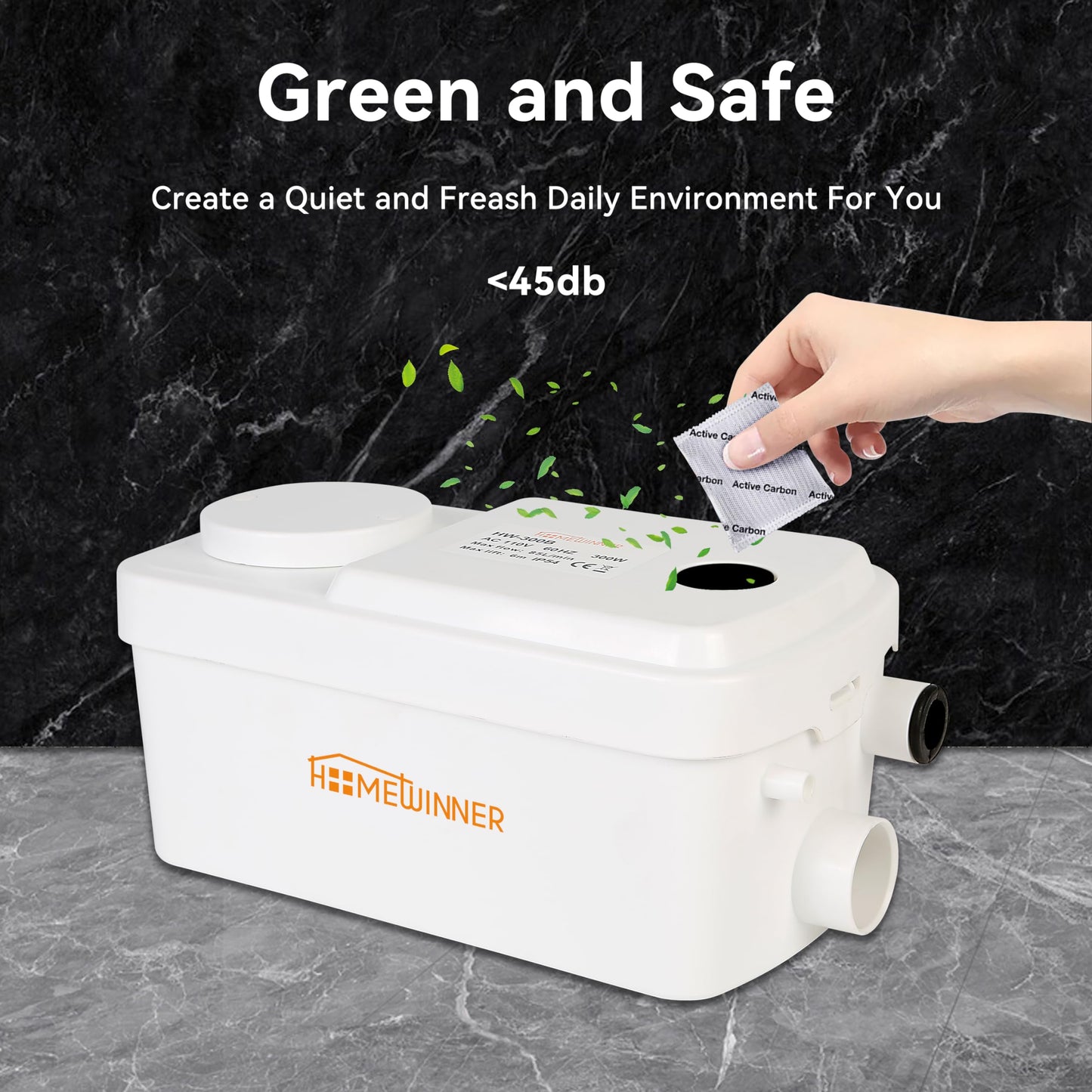 Sink Sewage Pump 300W Under-Basin Sewerage Sump Pump Upflush up to 22 ft for Basement Bathroom RV Trailer House Marine Home Shower Laundry Bath Tub Drain Kitchen Waste Water Disposal No Toilet Grinder