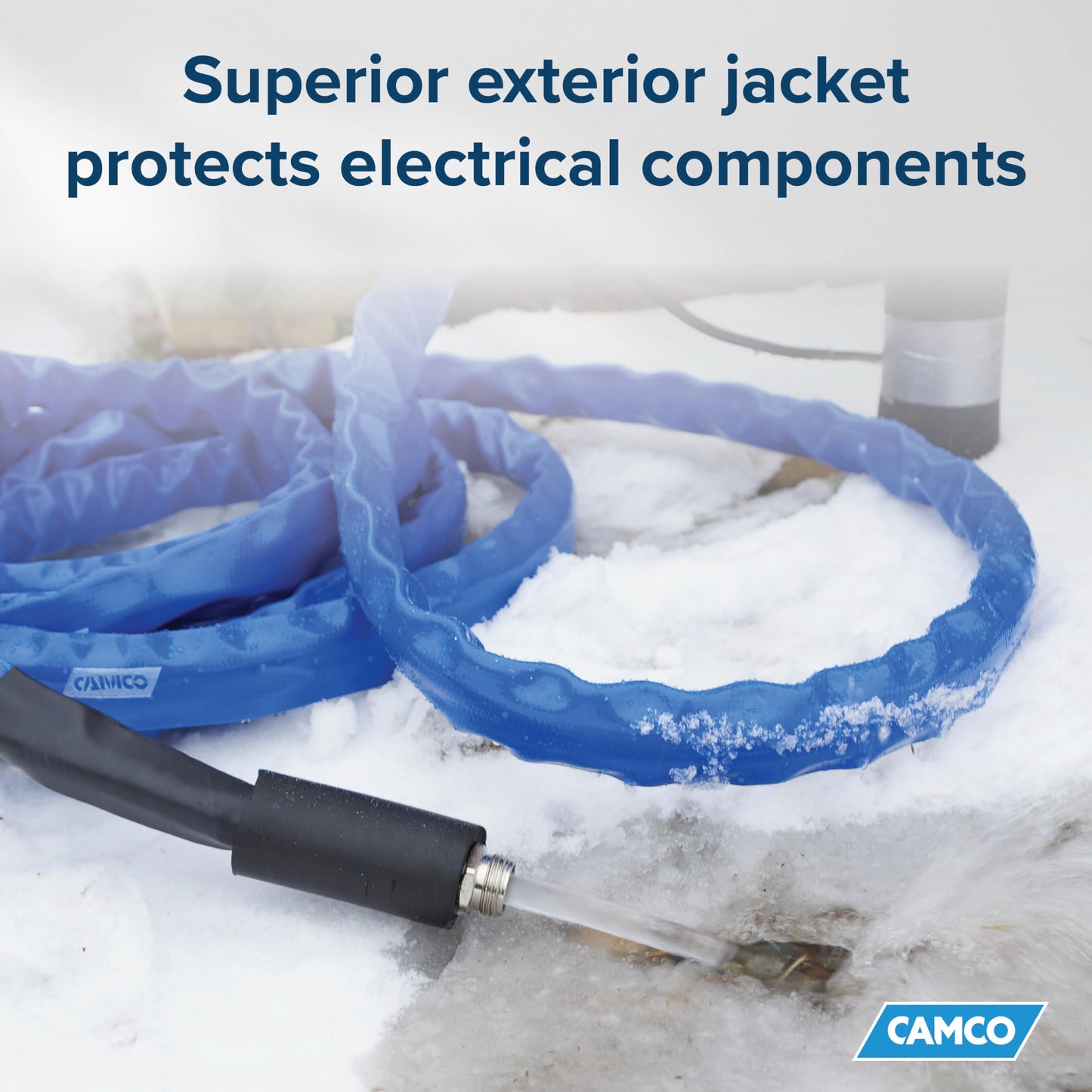 Camco 50 Feet Heated Drinking Water Hose, Freeze Protection to -40°F/C – Self-Regulating Insulated Cable, Lead- and BPA-Free, Heavy-Duty Exterior, Thermostat Control – RV, Camper, Farm or Outdoor Use