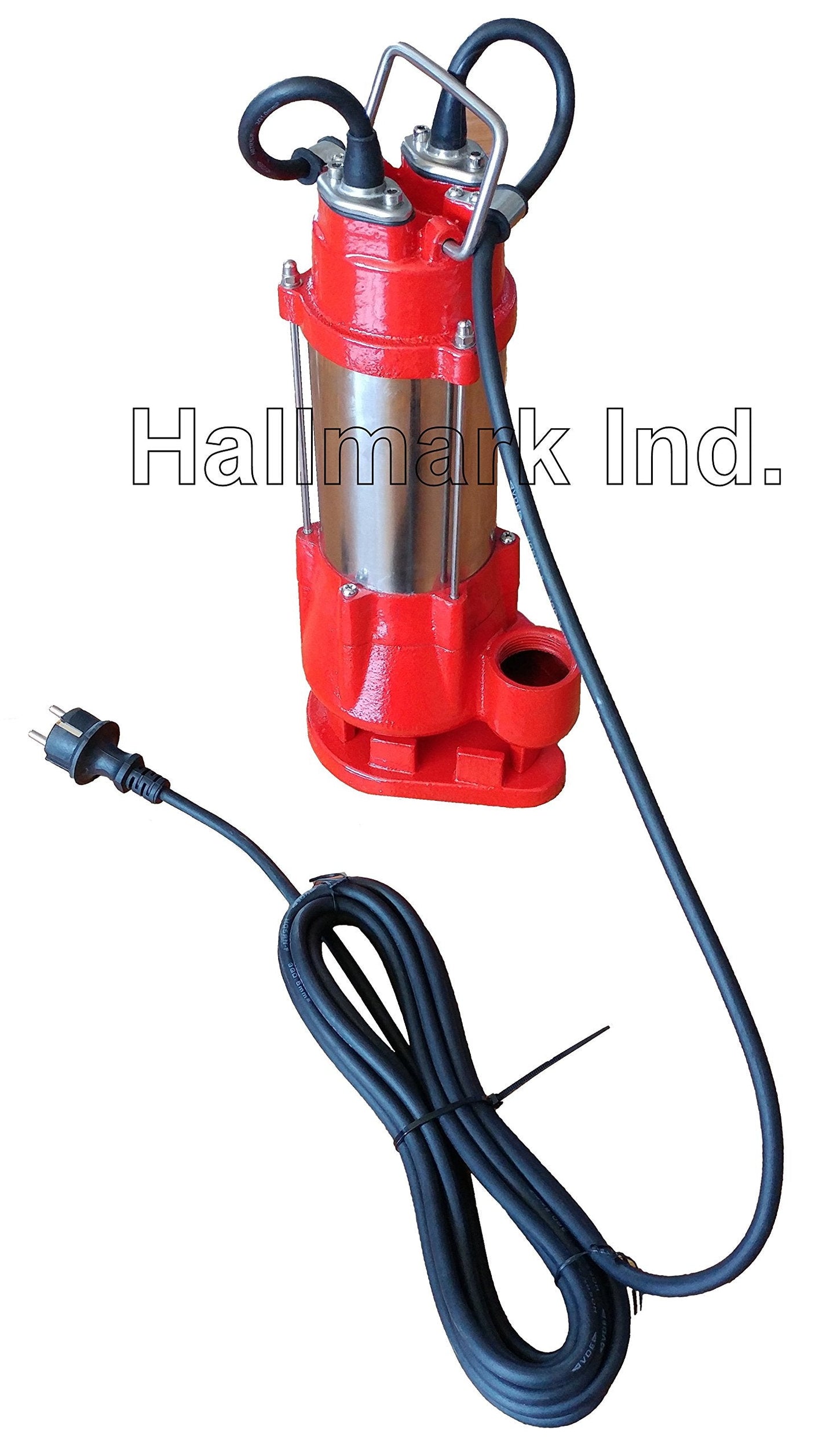 Hallmark Industries MA0387X-6 Sewage Pump, Stainless Steel, 1/2hp, 115V, with Float Switch, 3200 GPH/26' Lift, 20' Cable, Heavy Duty, Maximum Flow Rate, Stainless Steel