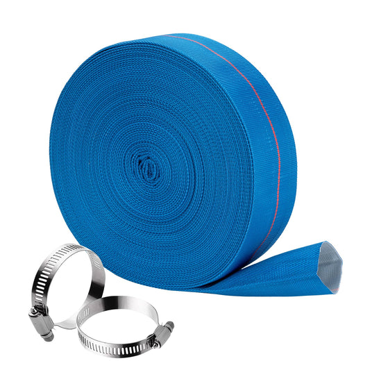 4" x 100ft Pool Backwash Hose Heavy Duty PVC Discharge Hose Lay-Flat Water Hose Fleaxible Reinforced Pump Drain Pipe for Water Transfer with 2 Clamps,Burst Resistant,No Leak
