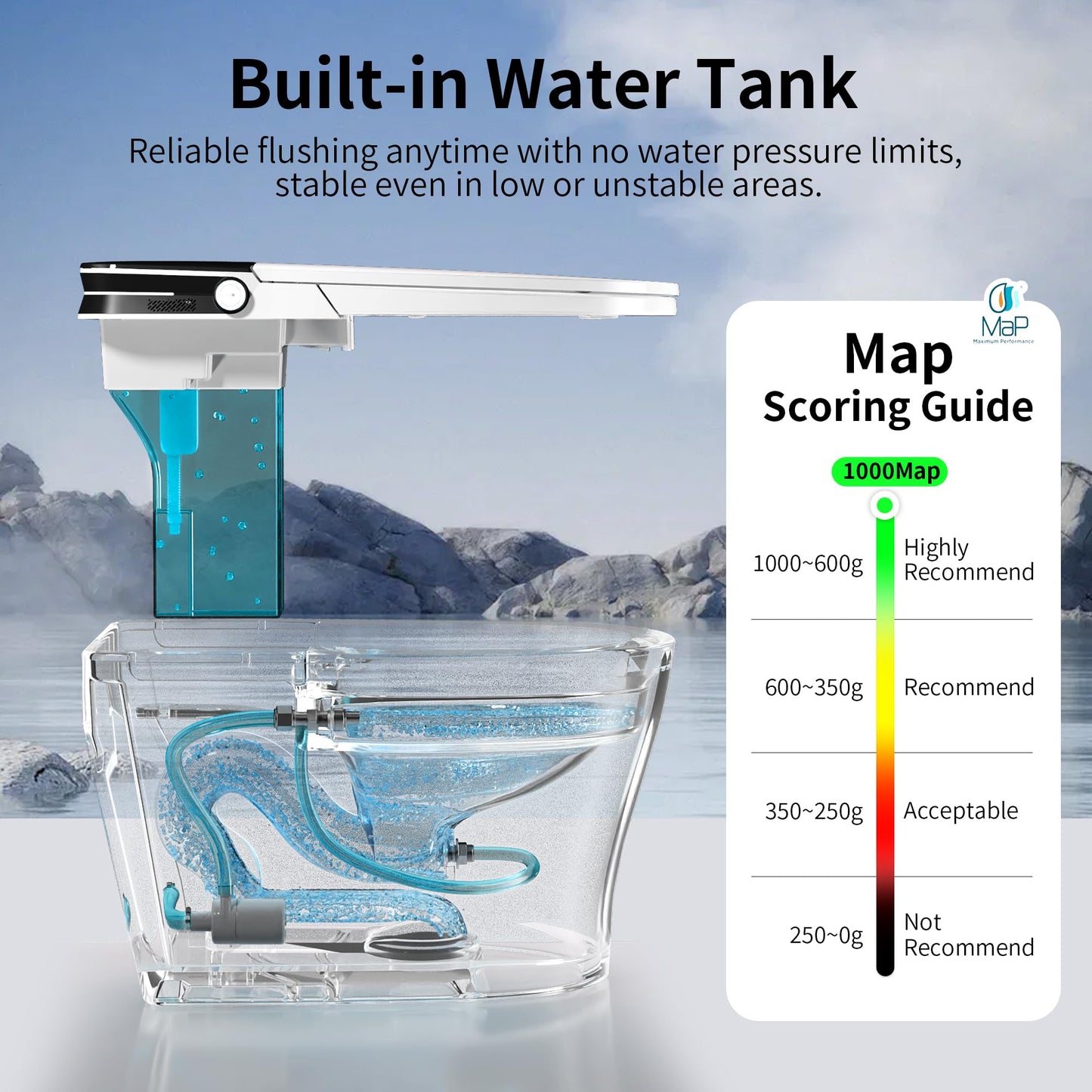 DeerValley Smart Toilet, Customizable Spa Wash, 1000g MaP Auto Flush, Pump Assisted, Foam Shield, Heated Seat, Instant Warm Water, Dryer, Deodorization, ADA Comfort Height for Modern Bathroom Upgrade