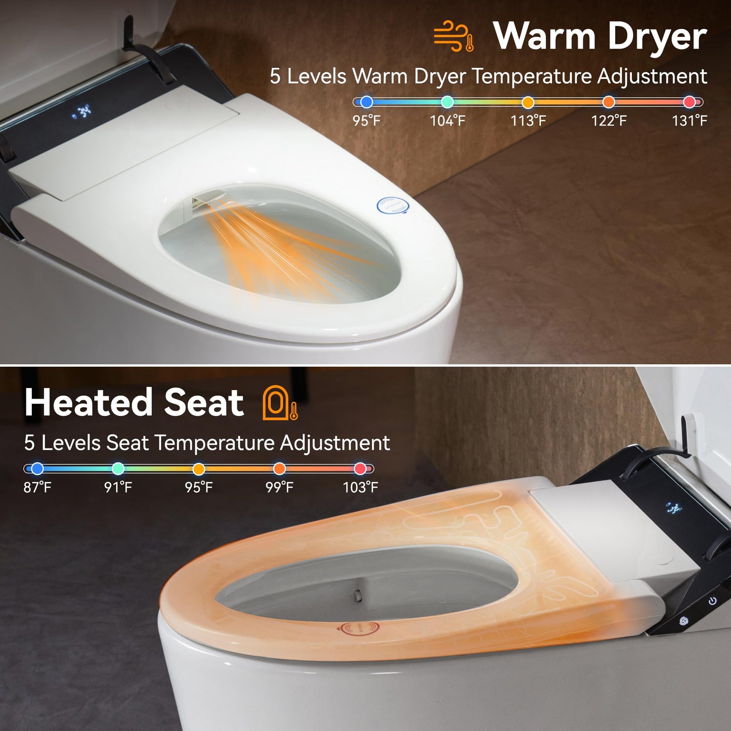 ihatit Artistic Smart Toilet,Smart Toilet with Bidet Built in,Foam Dispenser,Auto Open Close,Deodorization,1000Gram MaP Flush,ADA Height,Auto Flush,Heated Seat,Warm Water,Modern toilet
