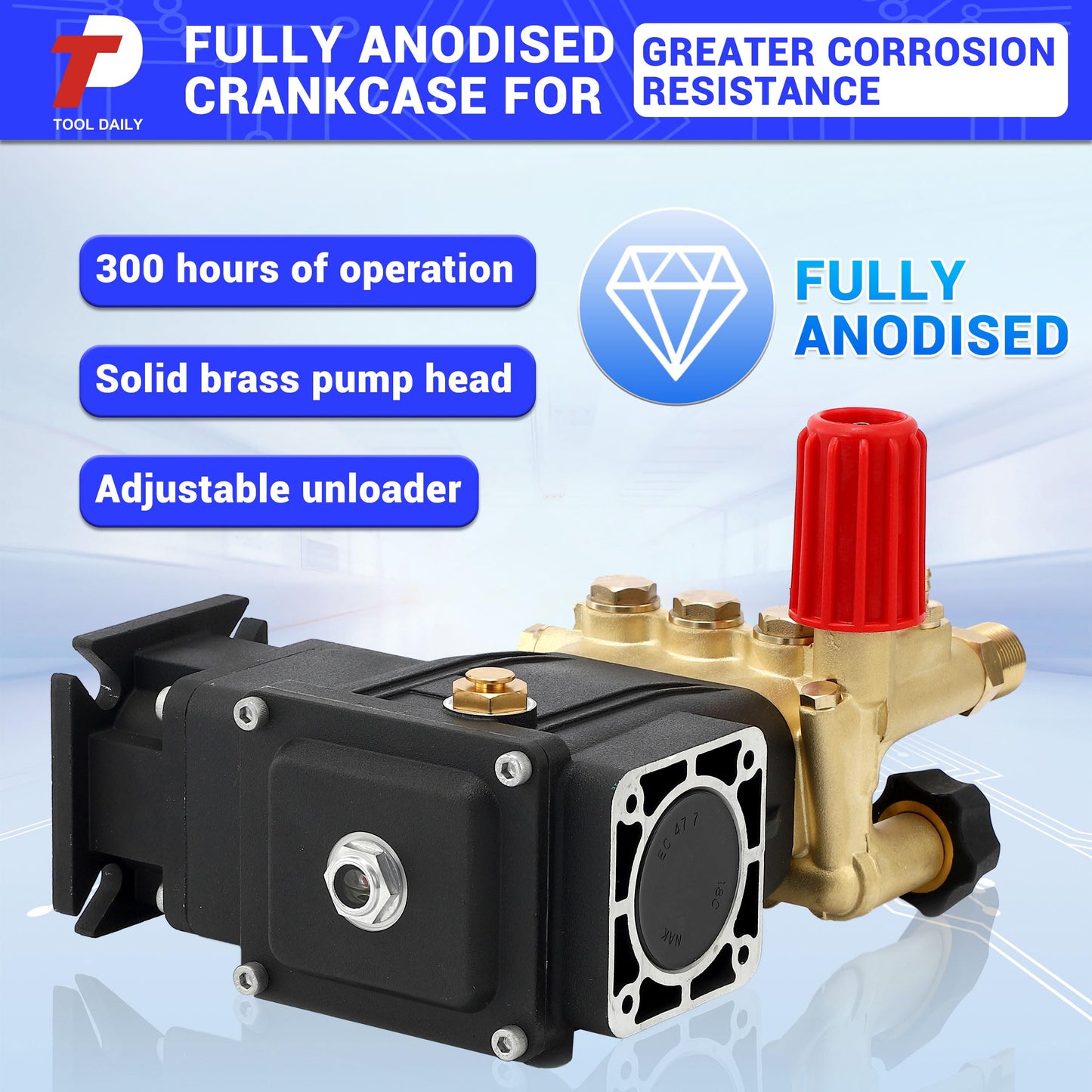 Tool Daily Horizontal Triplex Pressure Washer Pump, 3/4" Shaft Replacement Power Washer Pump 2600-3200 PSI, 2.4 GPM, Compatible with Simpson 90036 MSH3125 Honda GC190 GX200 GX160