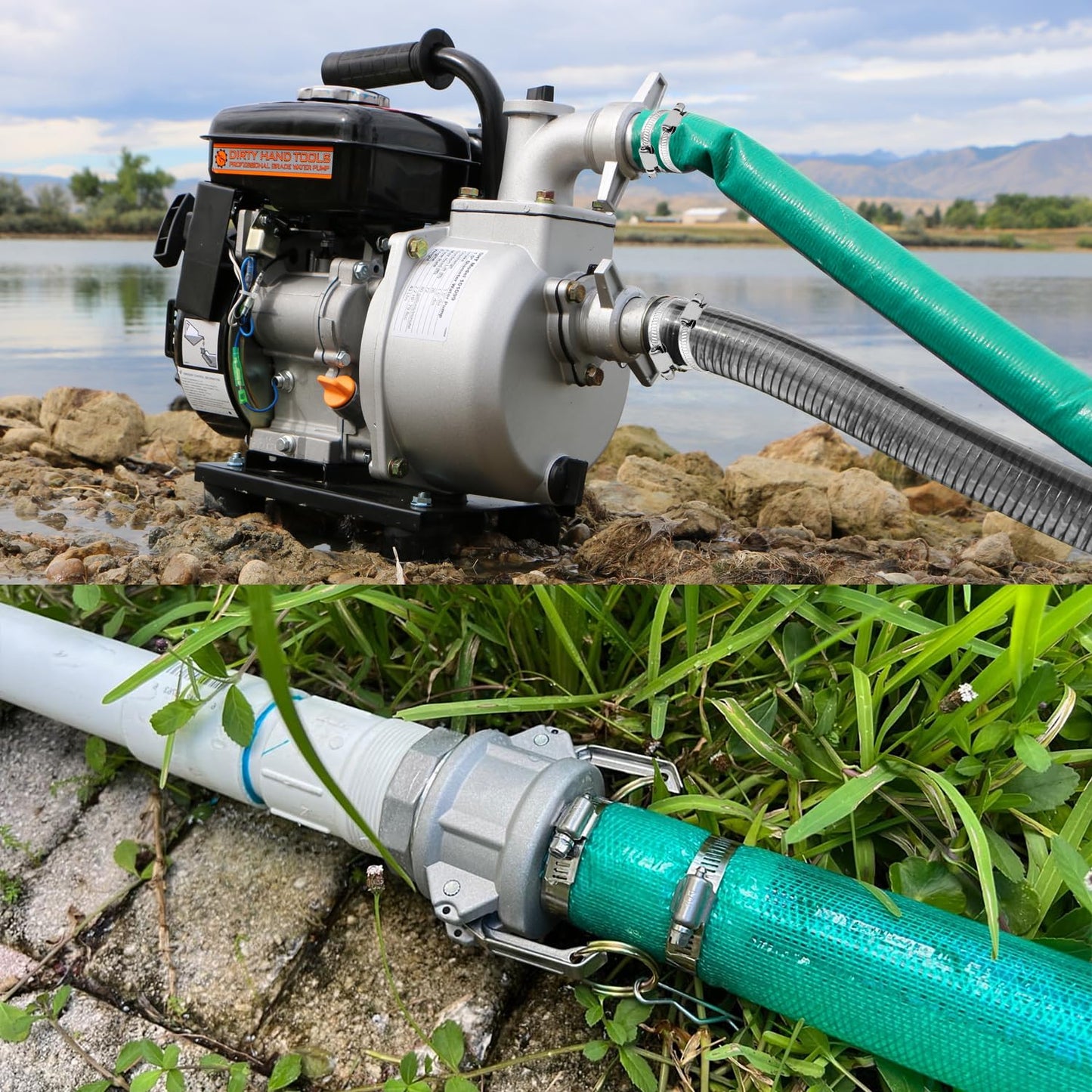 SAFBY Pump Water hose Discharge 2" x 50' Backwash Hose, 2" x 20' Suction Hose With Aluminum Camlock A C E D Fittings, Heavy Duty Three layer Backwash Drain Hose for pool(2 in, 50 ft outlet 20ft inlet)