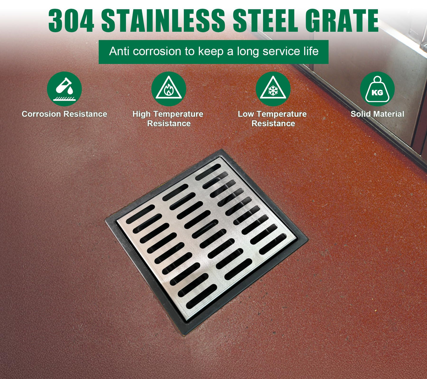 Natotela Catch Basin with 304 Stainless Steel Grate-18x18x15 in. Large Catch Basin for Drainage with Debris Basket,French Drain Basin Without Reserved Hole for Patio,Downspout,Commercial