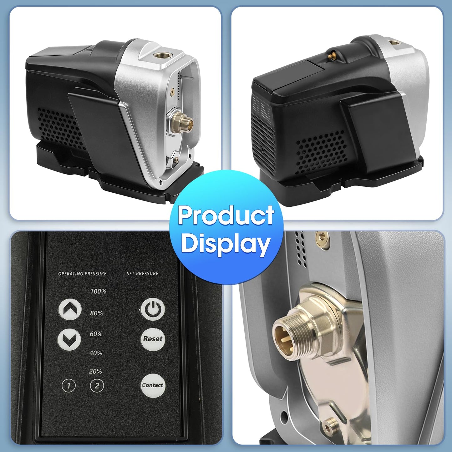 Water Pressure Booster Pump 1180W 110V~115V 60Hz, 1-1/4 Inch Pipe Fitting, 1.5-6.0bar Adjustable Pressure, for Home/Garden/Business Water Transfer & Irrigation