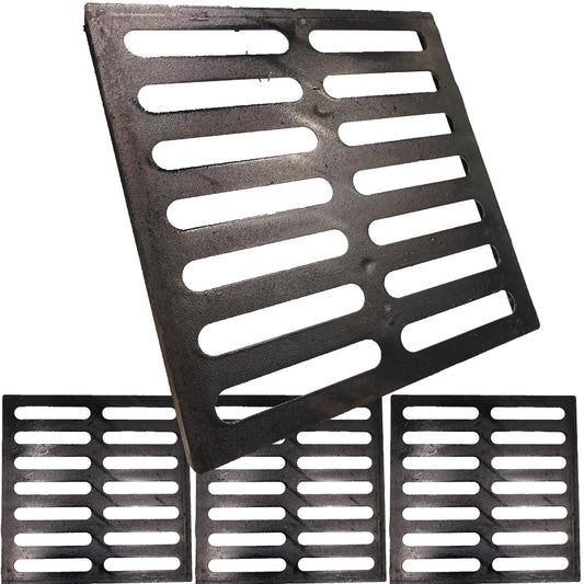 TIANYAMAI Cast Iron Drain Grate 16x16 in for Vodaland Catch Basin, B-Class 28100 lbs Heavy-Duty Driveway Channel Cover, Outdoor Trench Drainage Grate, Square Metal Sewer Cover 4pcs (True 15.4x15.4)