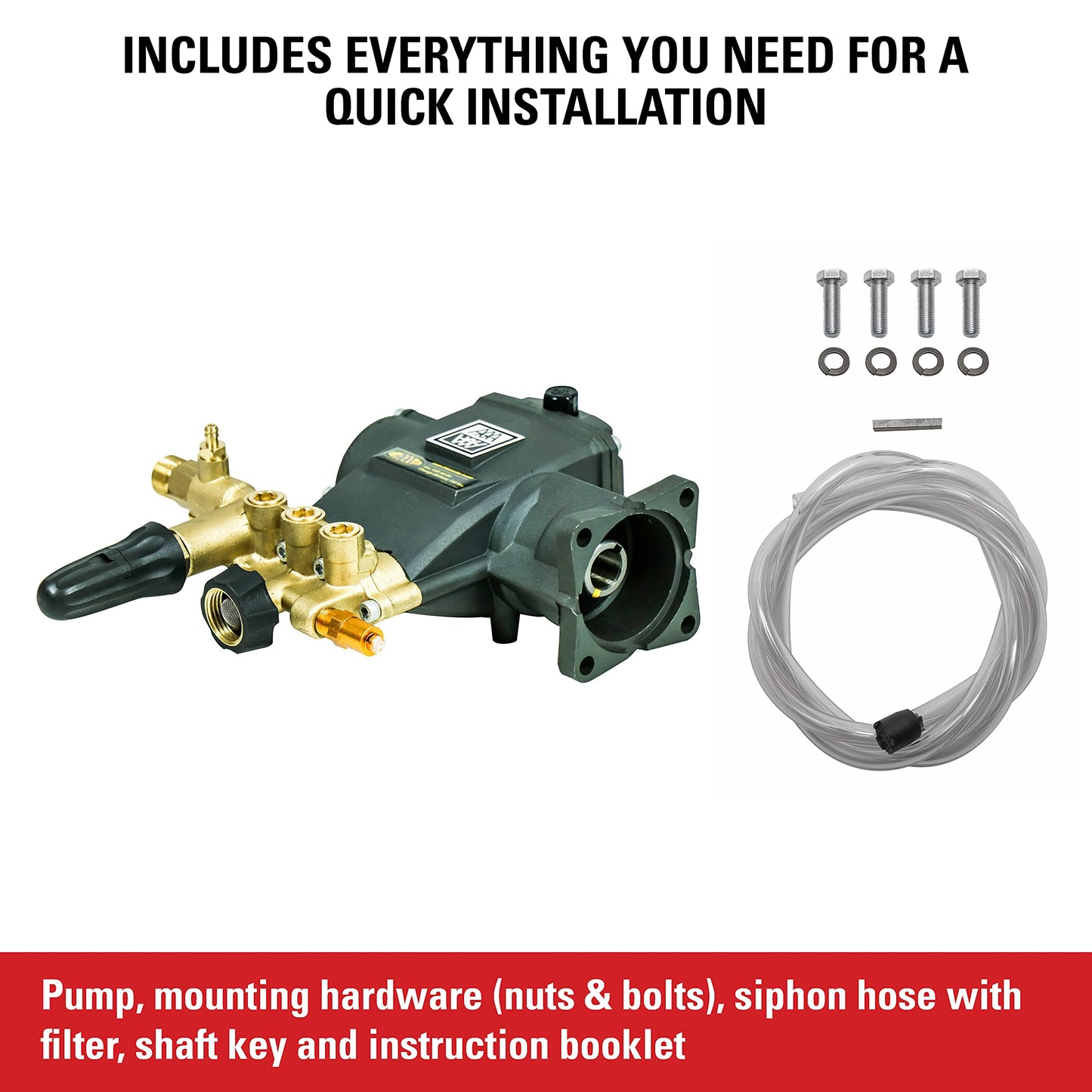AAA 3700 PSI 2.5 GPM Replacement Triplex Pressure Washer Pump Kit for SIMPSON Gas Power Washer Pumps, 3/4" Shaft, Horizontal Engine Fit, PowerBoost (90037)