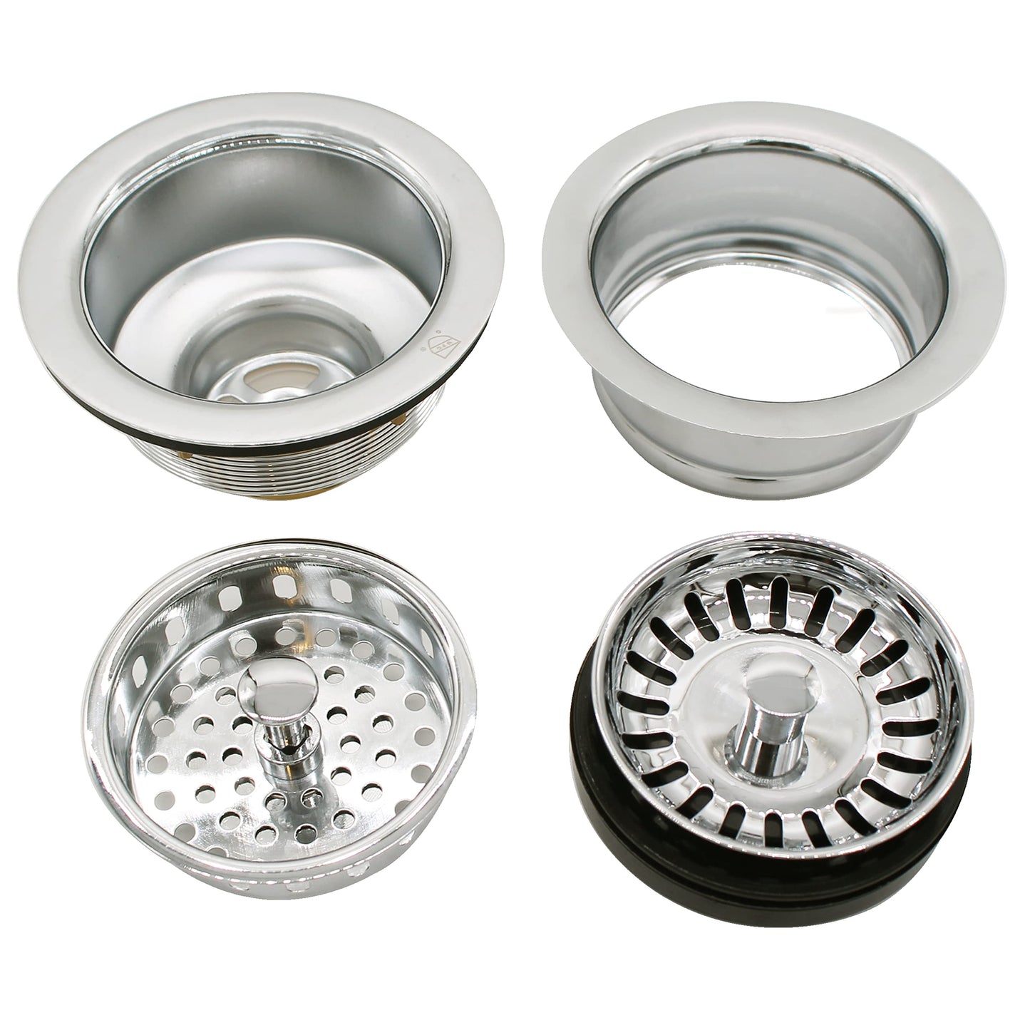 Westbrass CO2165S-05 COMBO PACK 3-1/2" Post Style Large Kitchen Sink Basket Strainer and Waste DisposalDrain Flange with Basket Strainer, Polished Nickel