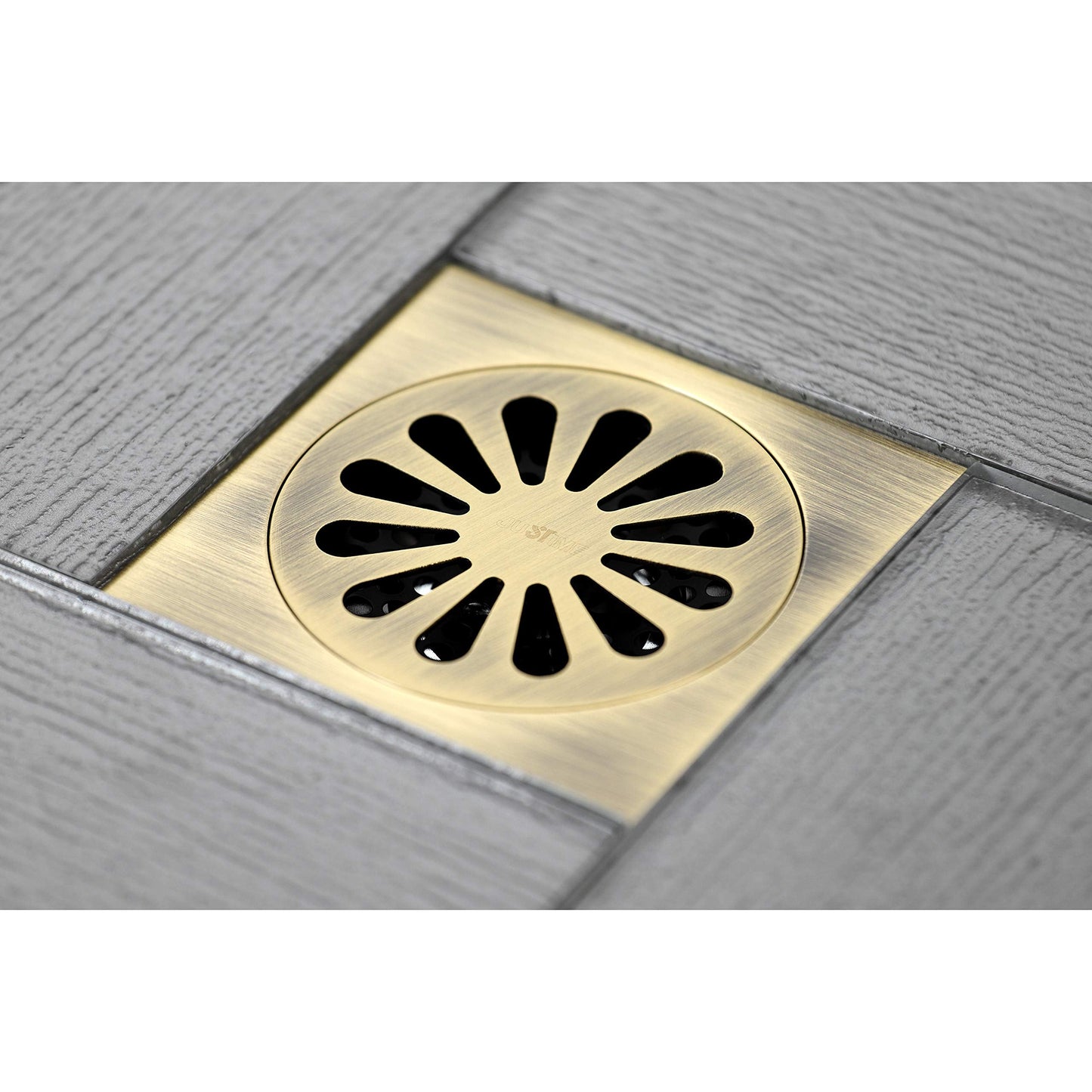 Kingston Brass BSF4161AB Watercourse Shower Drain, Antique Brass,3.94 x 3.94 x 1.63