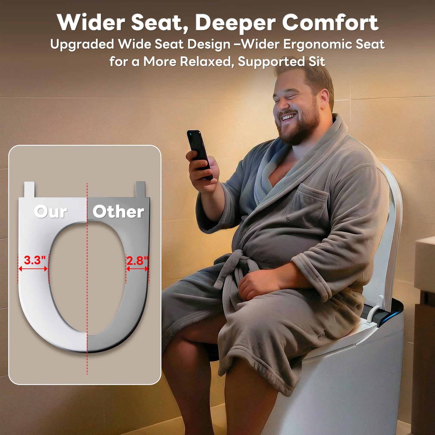 CANEST Smart Toilet with Bidet Built in, Foam Dispenser, 1000g MaP Flushing, Full-Area Seat Sensor, Auto Temperature Control Heated Seat, Auto Open/Close, Foot Sensor, Deodorization, Remote(FC-002SE)