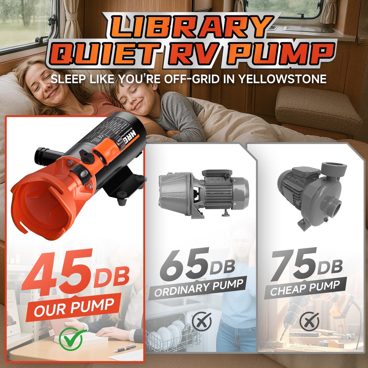 12V RV Portable Macerator Waste Pump for Sewage,12GPM Suction 3.2 feet Lift 10 feet with Garden Hose Discharge Port,Quick Release Sewage Pump with Fresh Water Rinse and Automatic Crushing Function