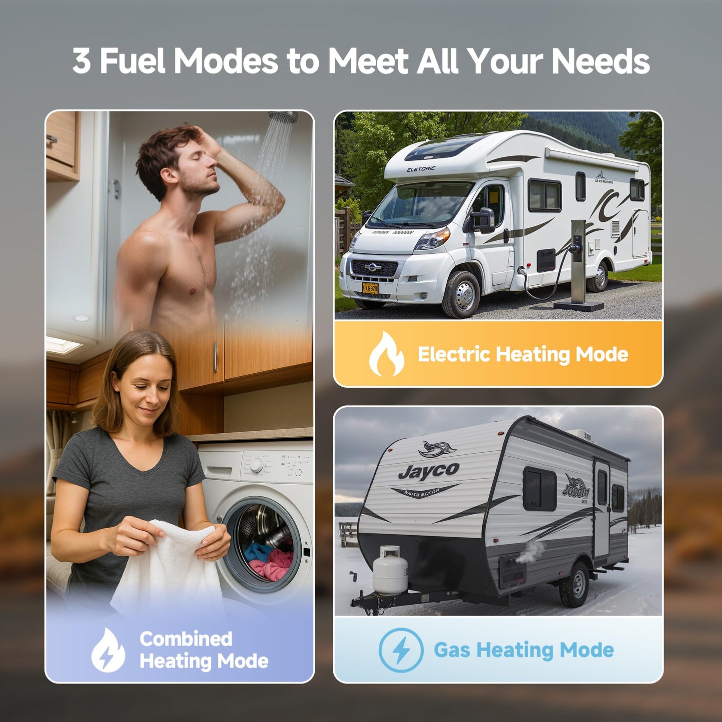 KINGRVER 6 Gallon RV Hybrid Water Heater, Electric & Gas Heating Options — Use Separately or Together for Faster Hot Water, Porcelain-Lined Steel Tank with Direct Spark Ignition (DSI)