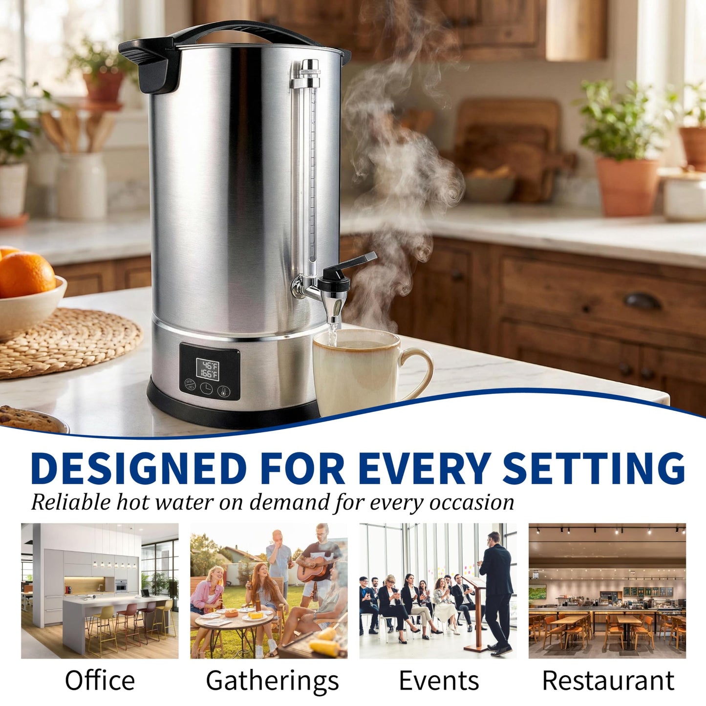 GKFF Hot Water Dispenser, 7L(30 Cups) Hot Water Boiler Urn, 304 Stainless Steel Electric Water Boiler, Digital Temperature Control, Keep Warm, Boil-Dry Protection, for Tea, Coffee & Baby Formula