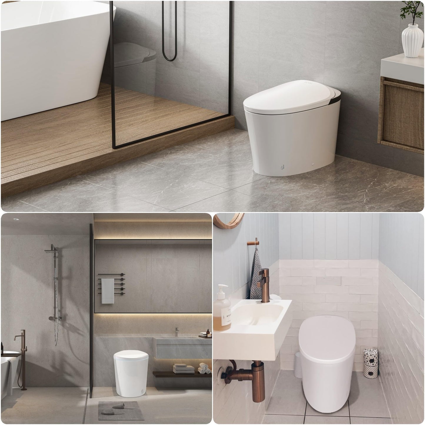 AKNIRL Smart Toilet with Bidet Built-in, Heated Seat, Booster Pump Assisted, Auto Flush, Warm Water, Air Dryer, Deodorization, Modern Smart Toilets for Bathrooms, White