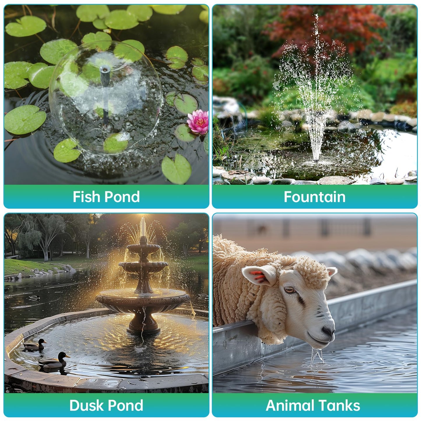 Antfraer 40W Solar Pond Filter with Water Pump, Pond Filter Box with Pond Filter Box, Pond Pump with 6.6ft Clear Tubing for Outdoor Pond Waterfall Garden Fountain Water Feature