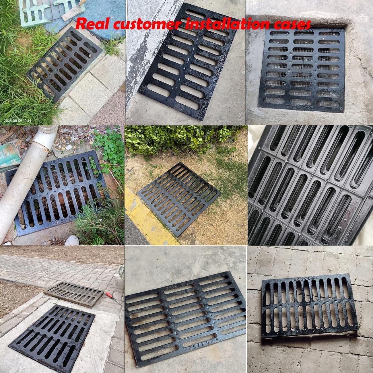 Cast Iron Drain Grate, 29.5in*17.7in Outdoor Drain Cover, B125 Class Ductile Iron Channel Drainage Grates, Heavy Duty Sewer Grate,Black Rectangle Drain Grate for Yard,Driveway,Concrete Floor.